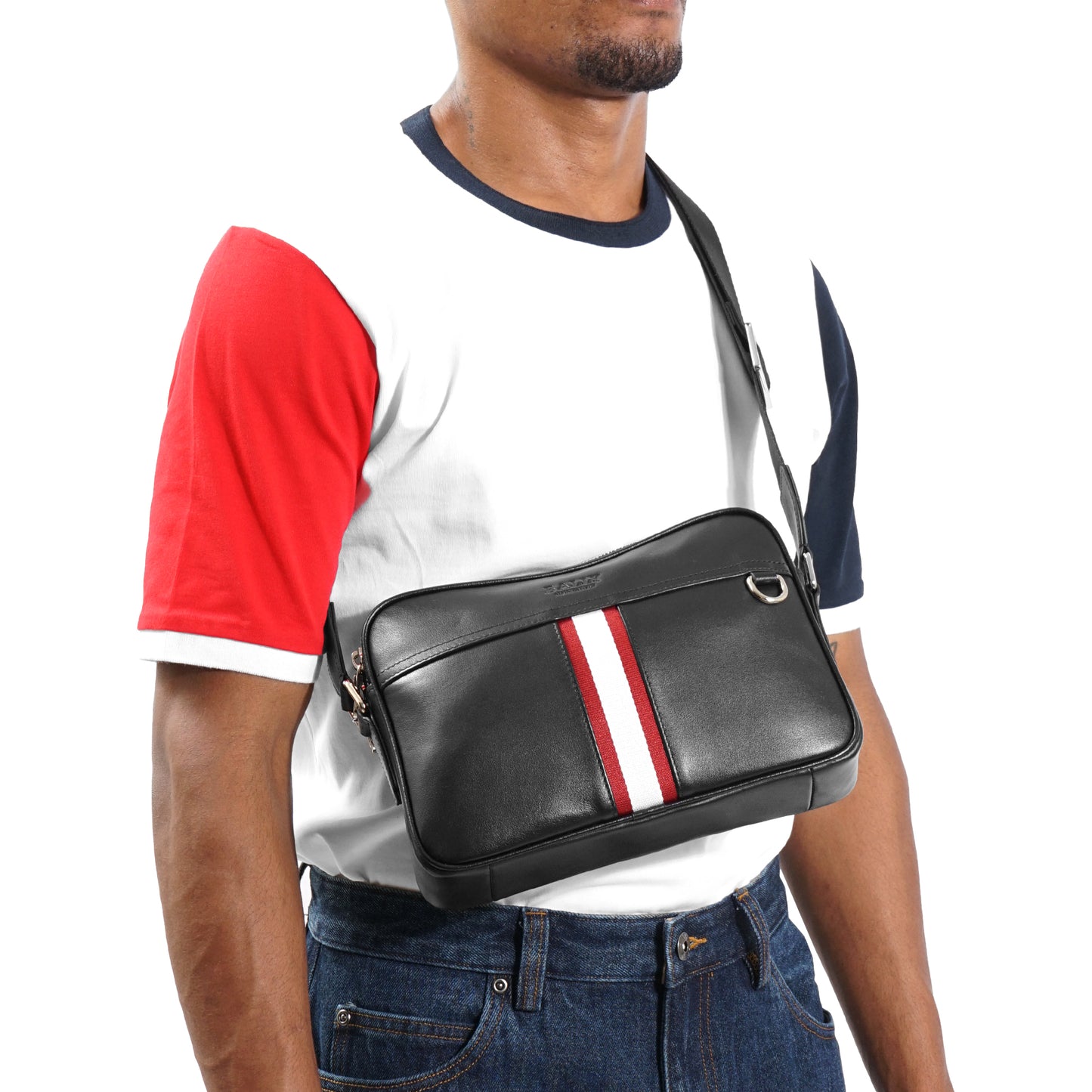 Bally Embossed Logo Leather Crossbody Bag