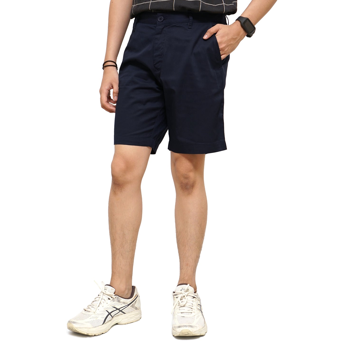 BRBRY Leather Patch Cotton Shorts