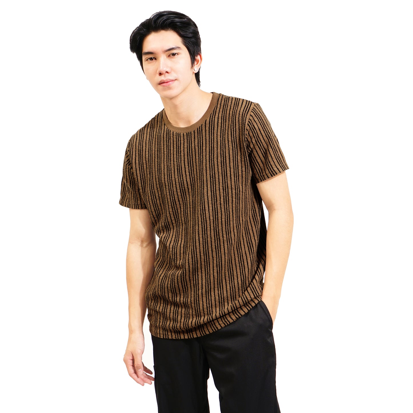 FOLX Vertical Stripes Knit T-Shirt