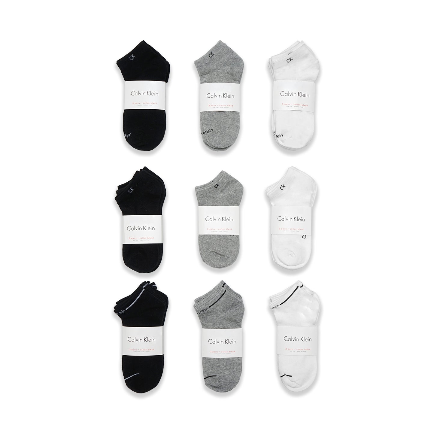 CK Cotton Blend No Show Socks 3-Pair Pack