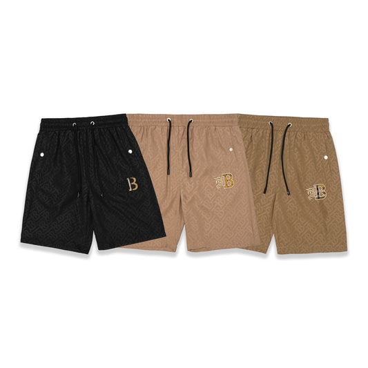 BRBRY Horse Logo Patterned Polyester Shorts