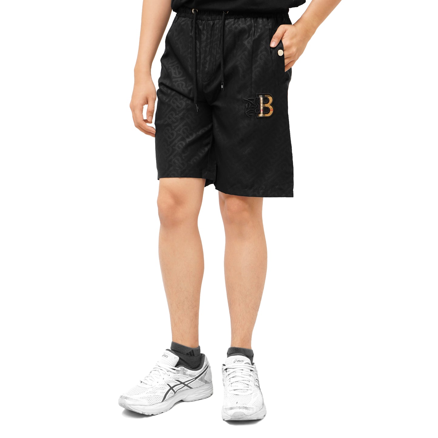 BRBRY Horse Logo Patterned Polyester Shorts