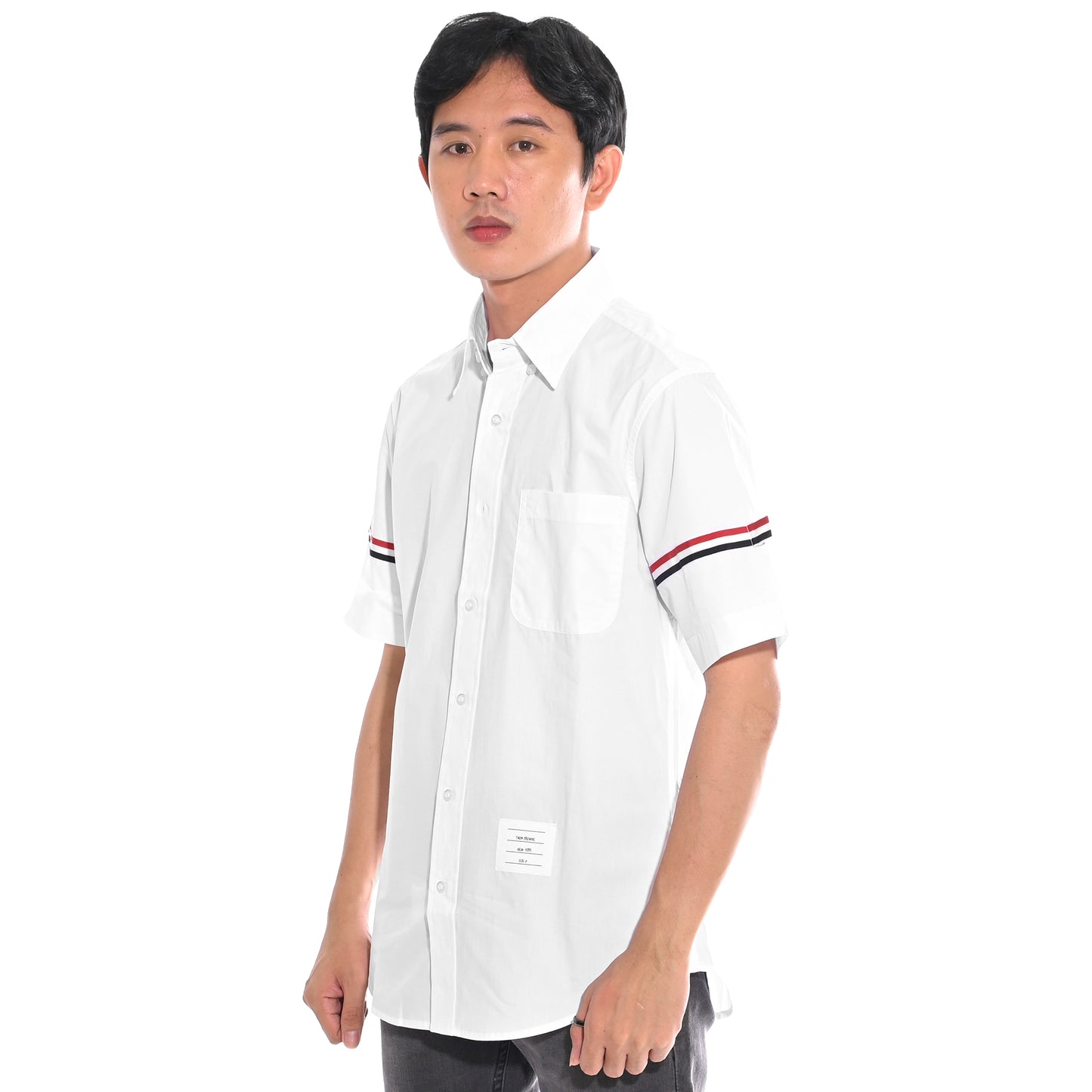 TBN Poplin Grosgrain Armband Short Sleeve Shirt