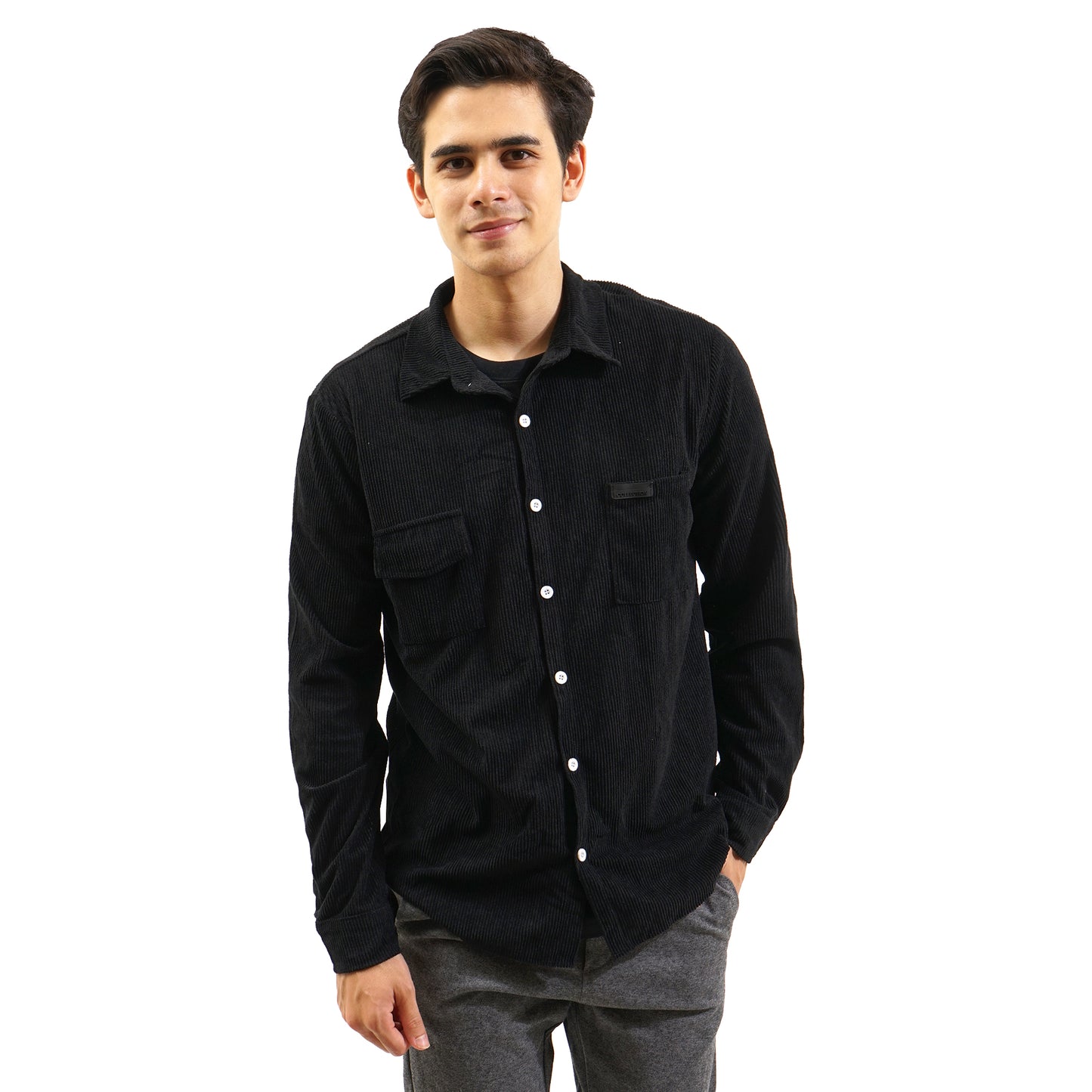 SHN Double Pockets Corduroy Long Sleeve Shirt