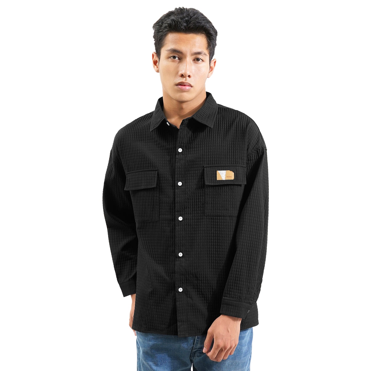 Onward Kashiyama Square Pattern Long Sleeve Shirt