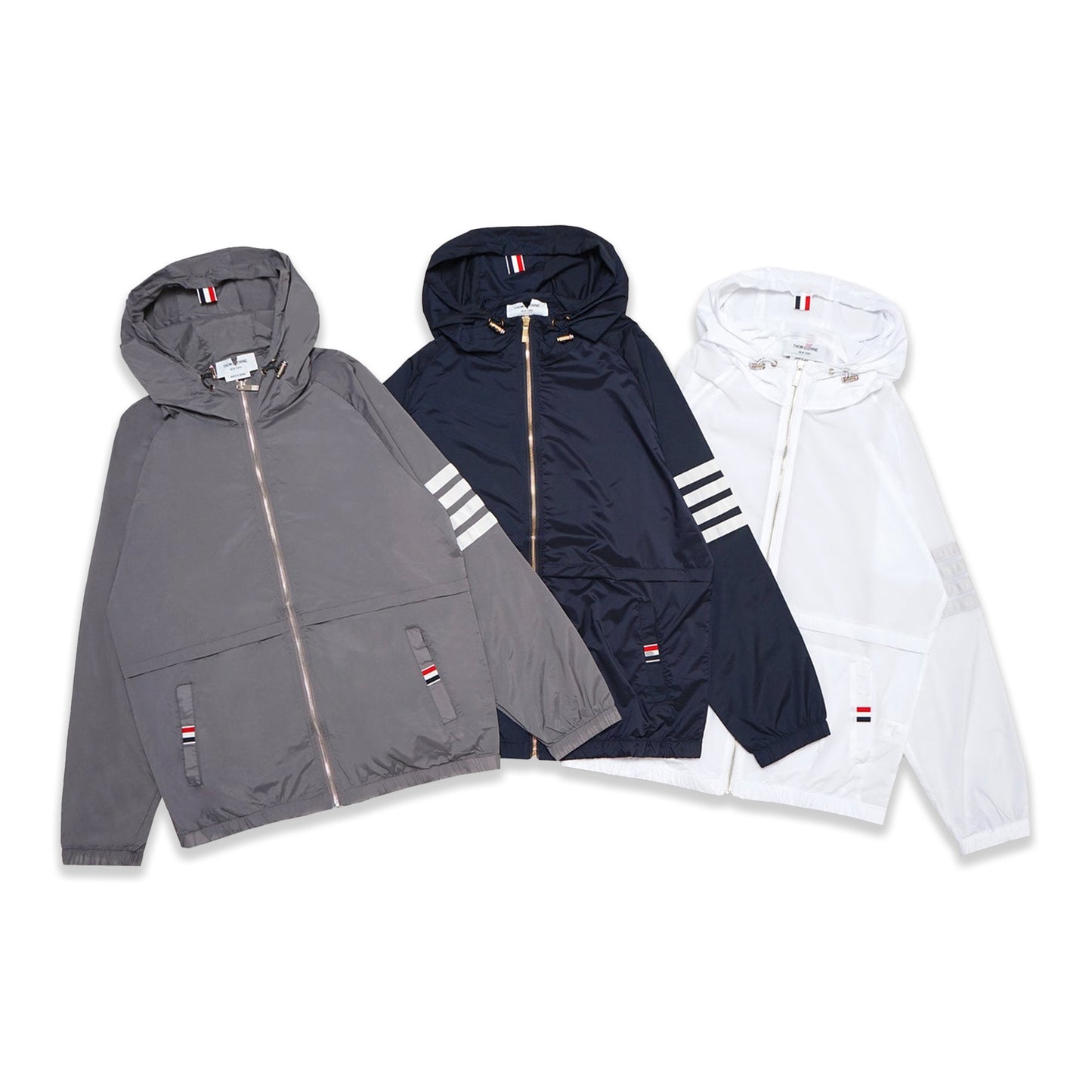 TBN Back Tricolor Grosgrain Hooded Windbreaker Jacket