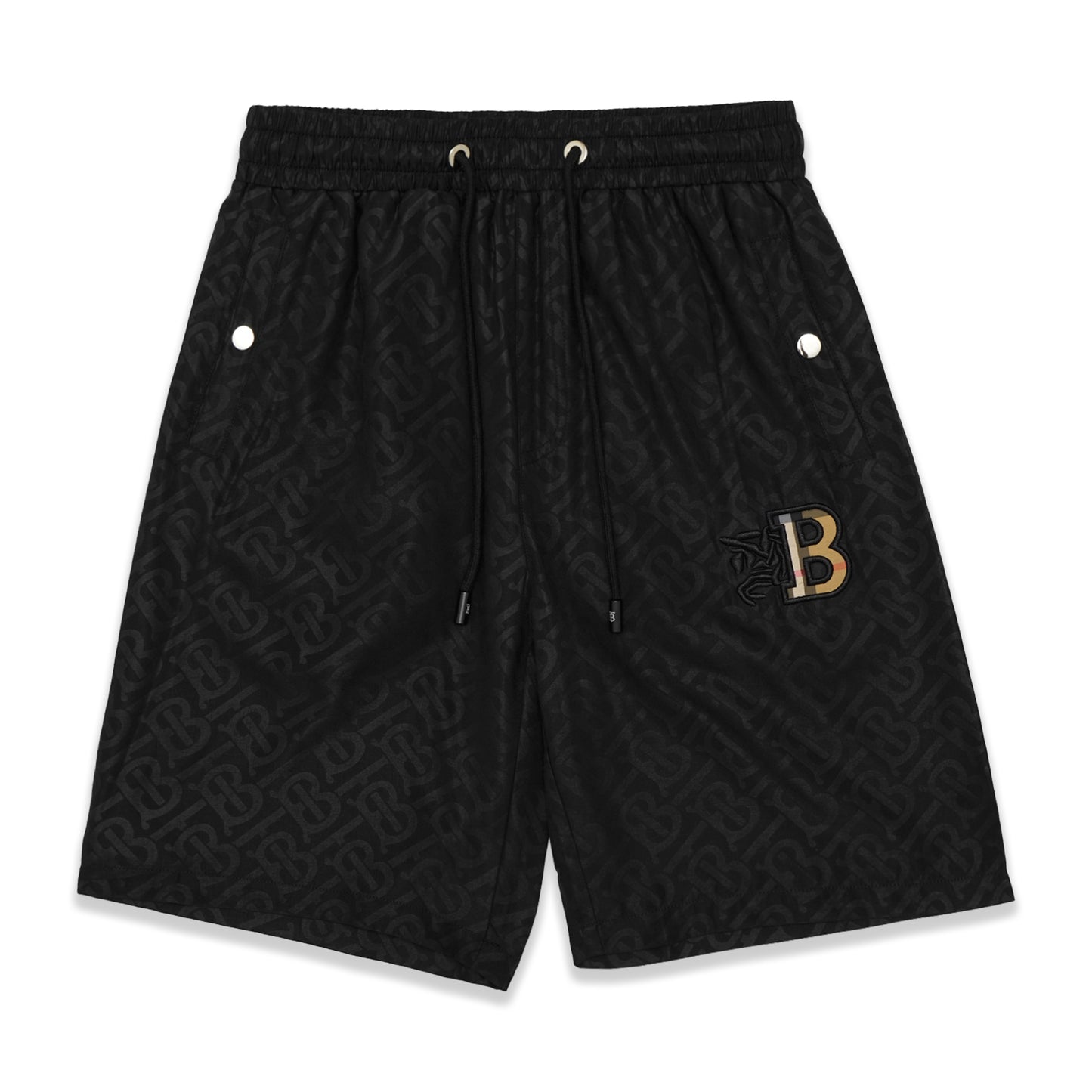 BRBRY Horse Logo Patterned Polyester Shorts