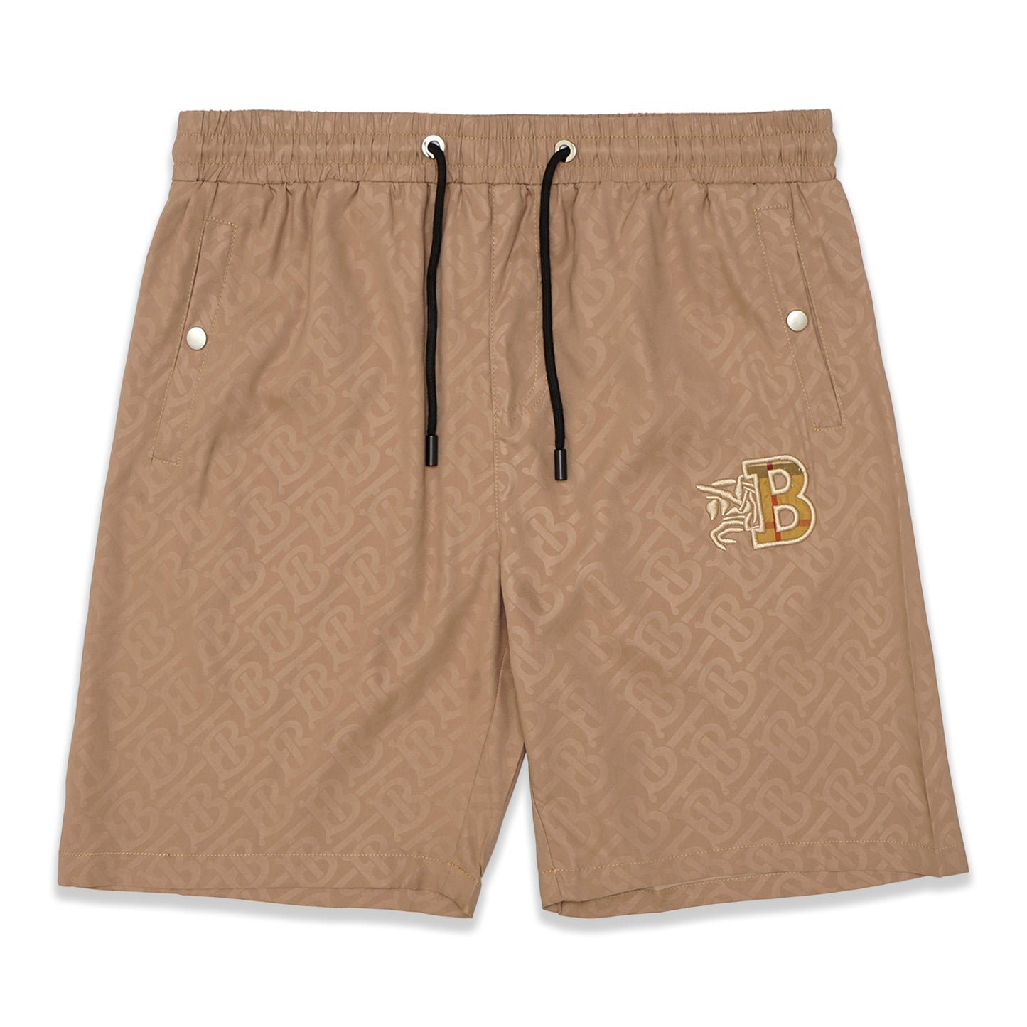 BRBRY Horse Logo Patterned Polyester Shorts
