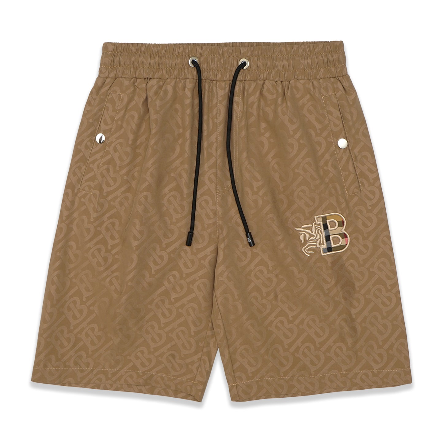 BRBRY Horse Logo Patterned Polyester Shorts