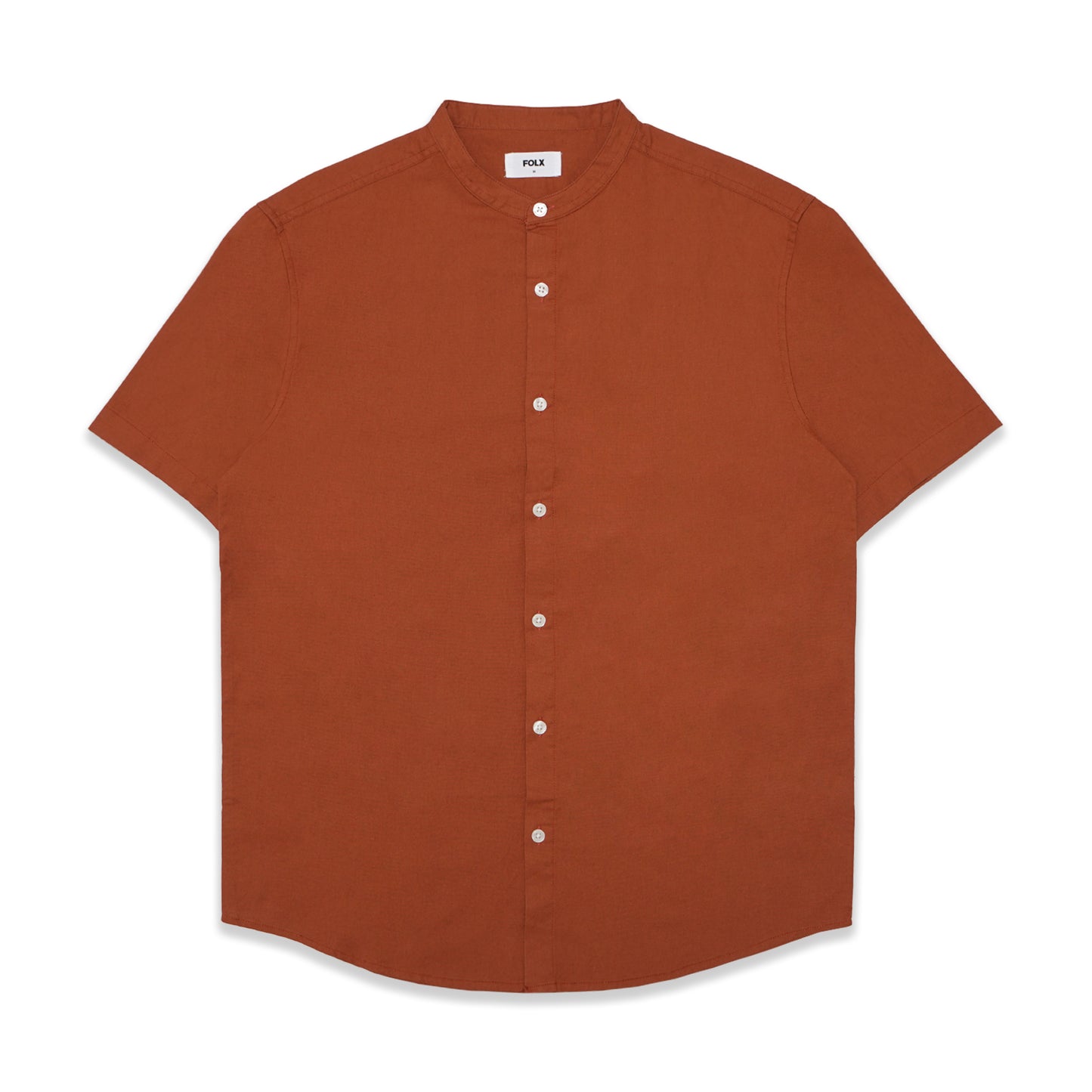 FOLX Stand Collar Oxford Short Sleeve Shirt
