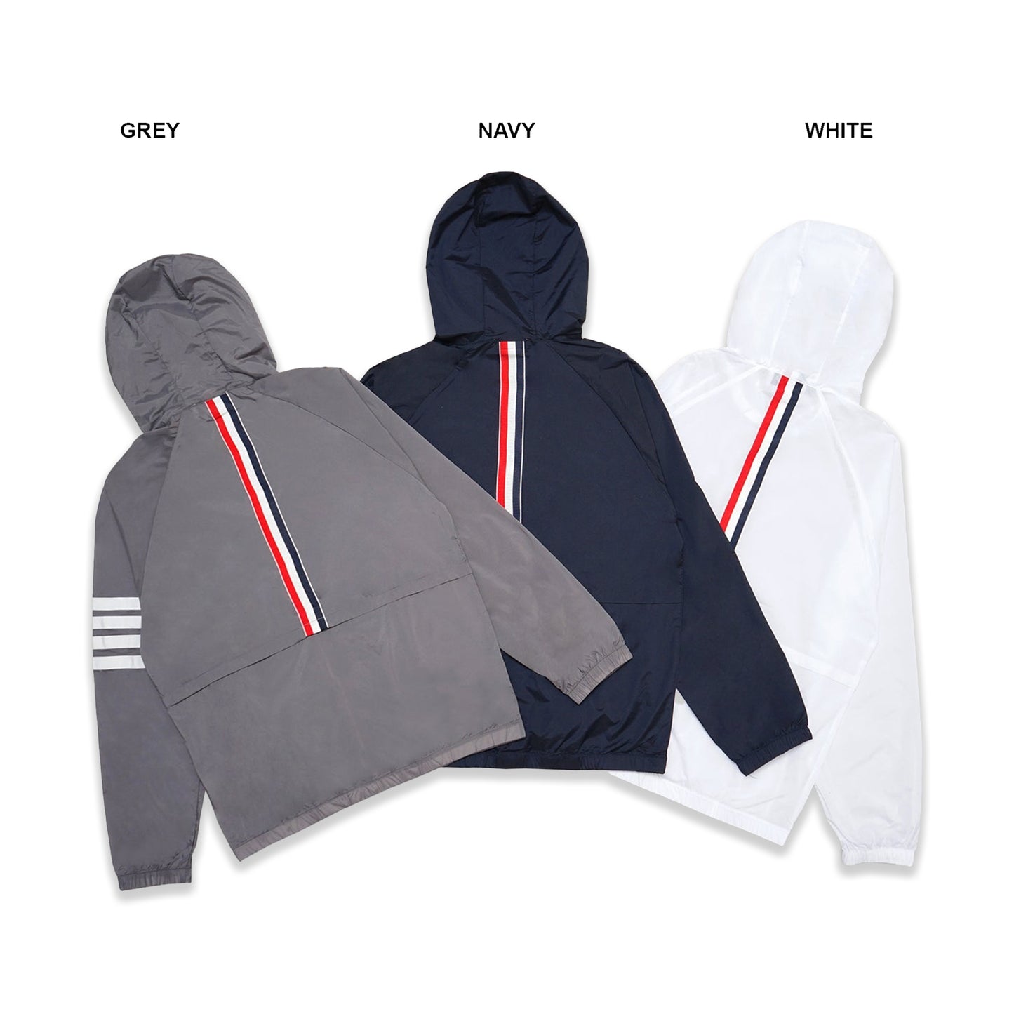 TBN Back Tricolor Grosgrain Hooded Windbreaker Jacket