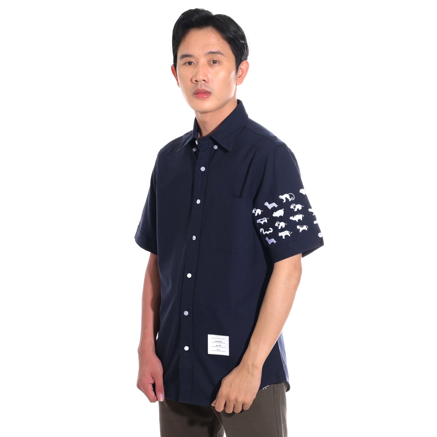 TBN Oxford Animal Icon Bar Short Sleeve Shirt