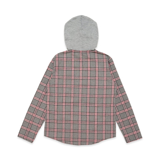 SHN Plaid Flannel Hooded Long Sleeve Shirt