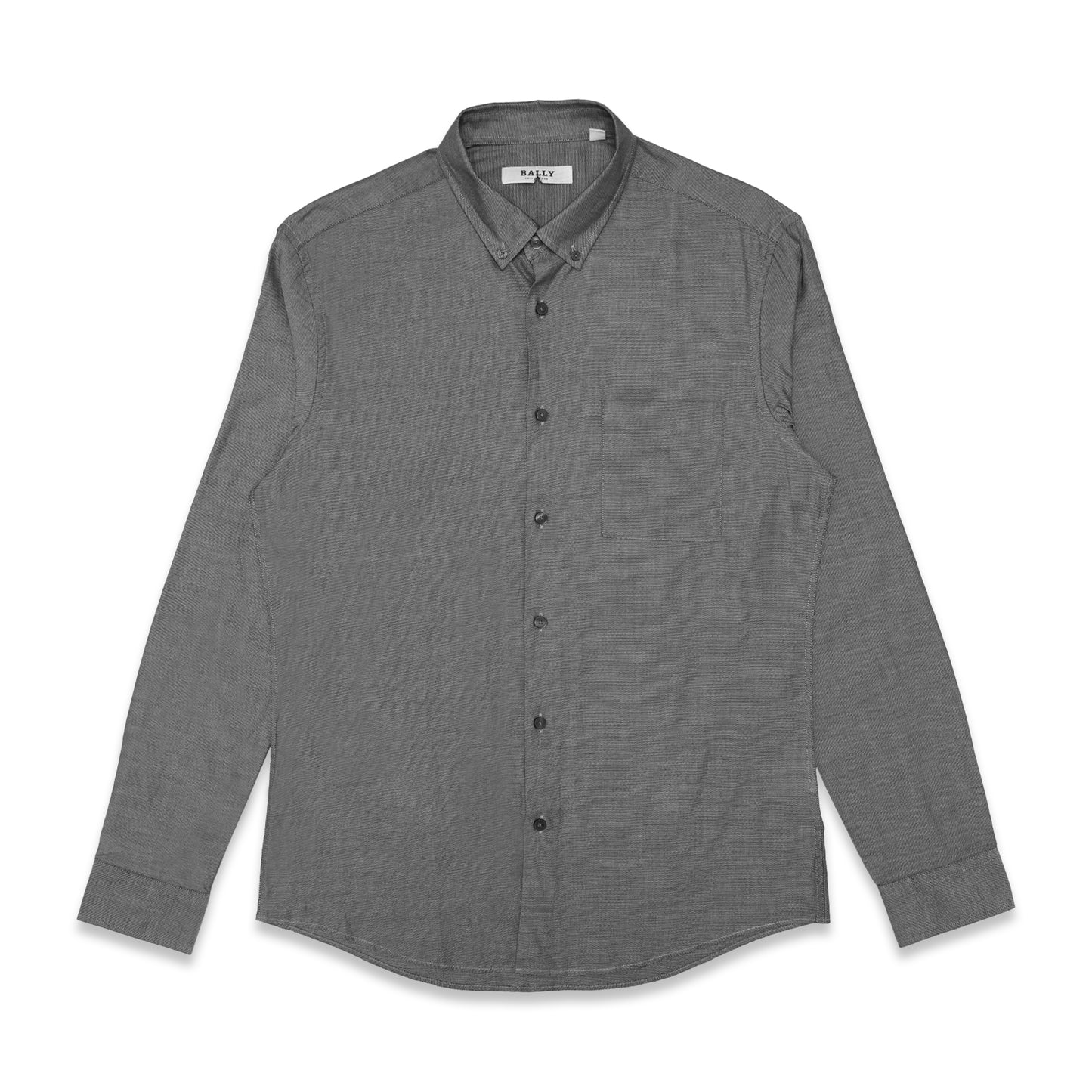 Bally Slim Fit Textured Woven Cotton Long Sleeve Shirt