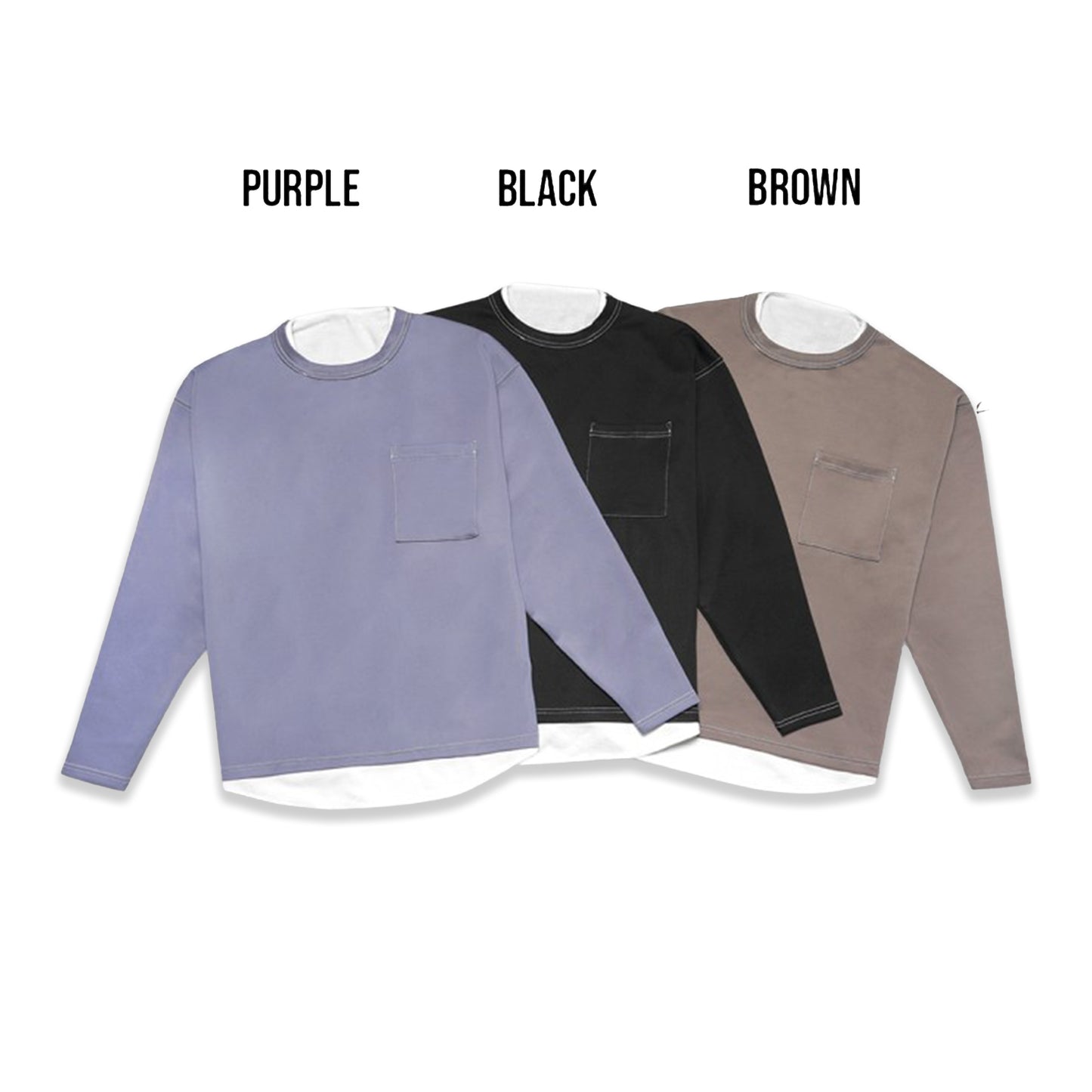 Beams Stitch Pocket Oversize Long Sleeve T-Shirt