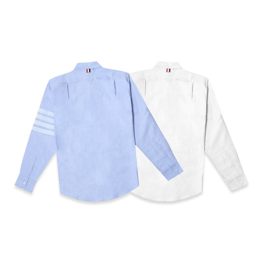 TBN Oxford White Blue Stripes Long Sleeve Shirt