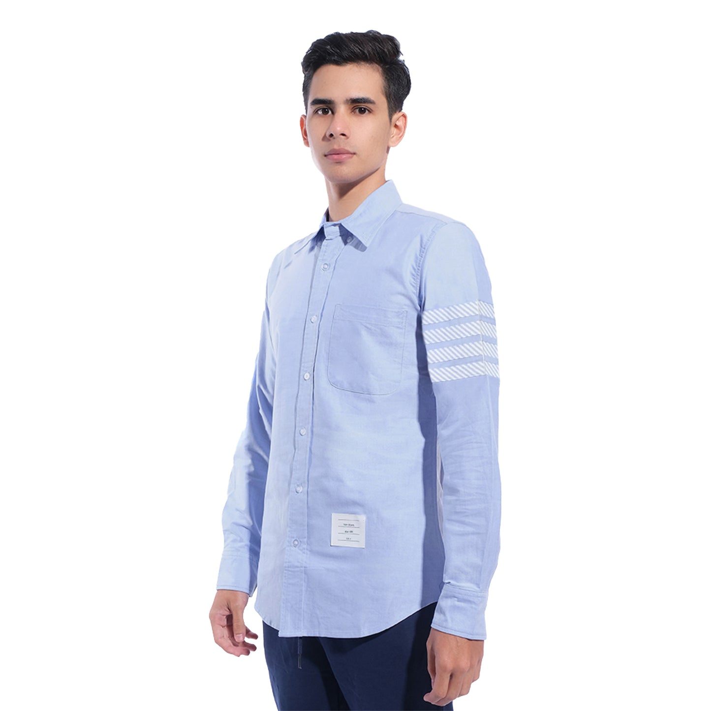 TBN Oxford White Blue Stripes Long Sleeve Shirt