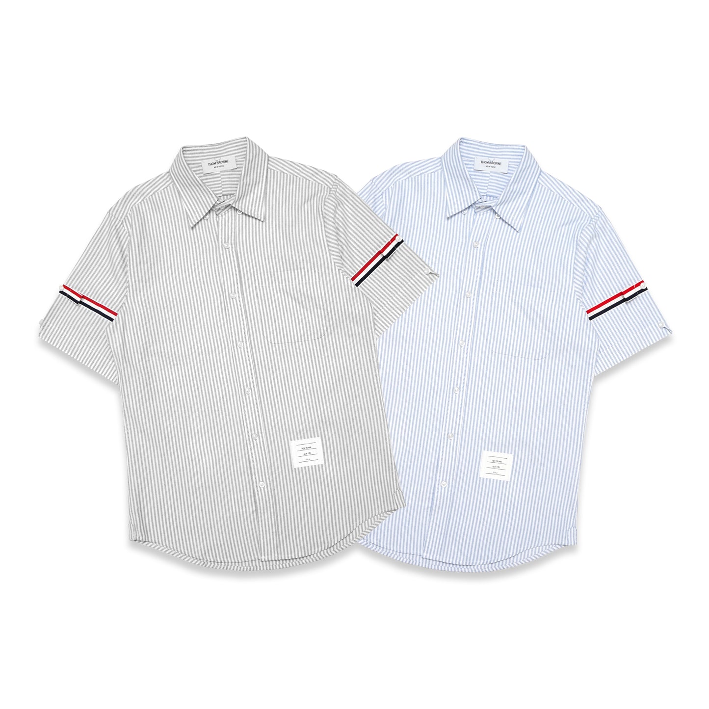 TBN Oxford Grosgrain Armband Striped Short Sleeve Shirt