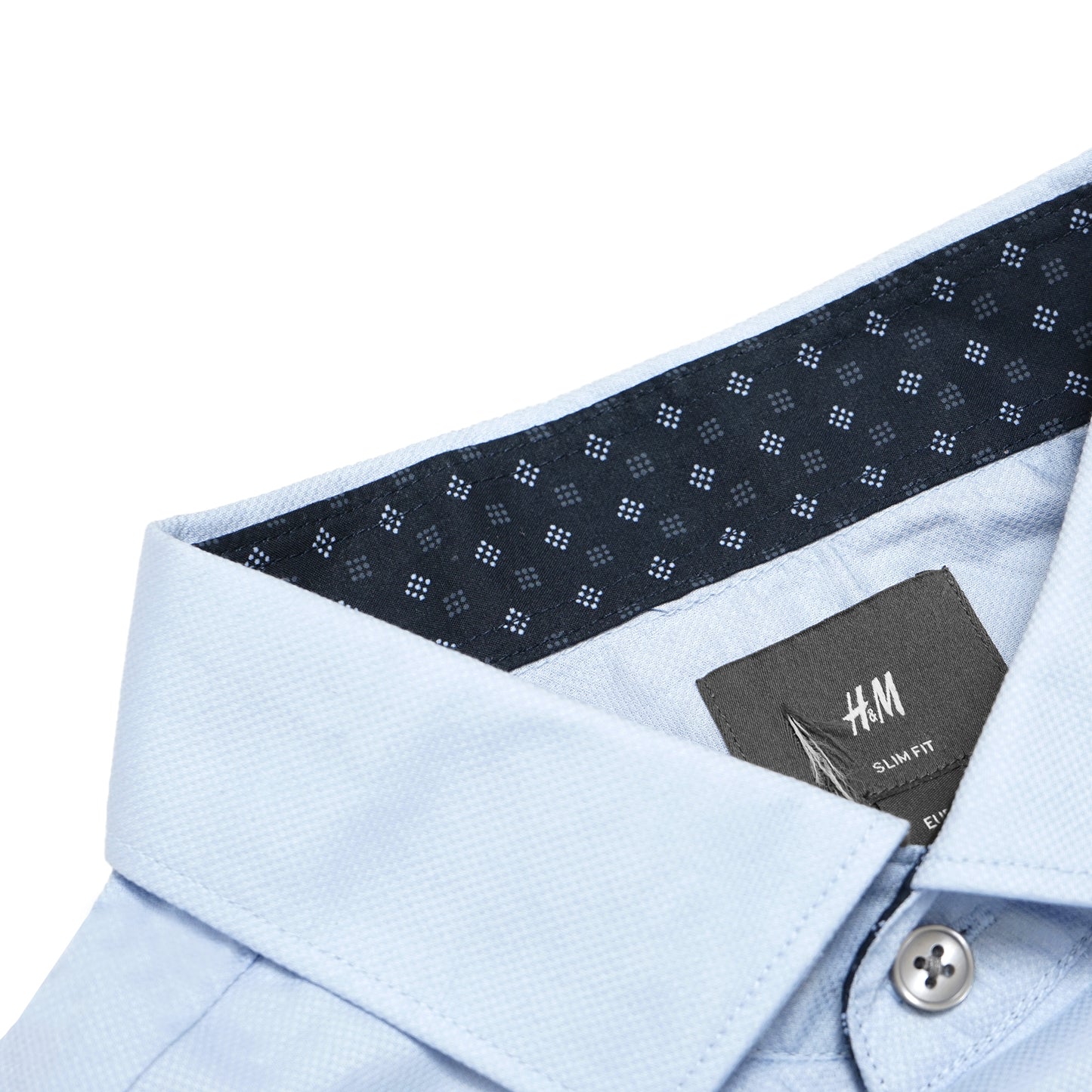 H&M Slim Fit Patterned Collar Long Sleeve Shirt