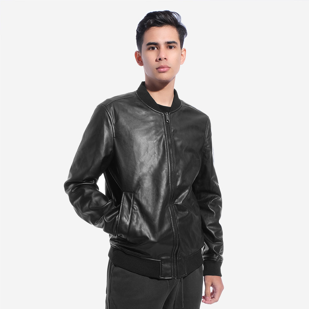 ZRA Faux Leather Bomber Jacket