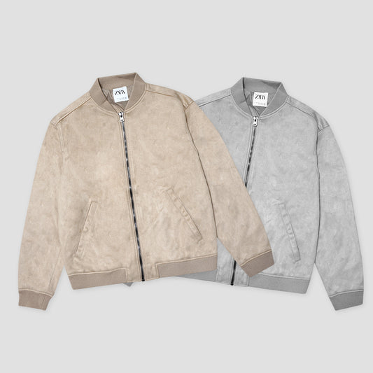 ZRA Faux Suede Bomber Jacket