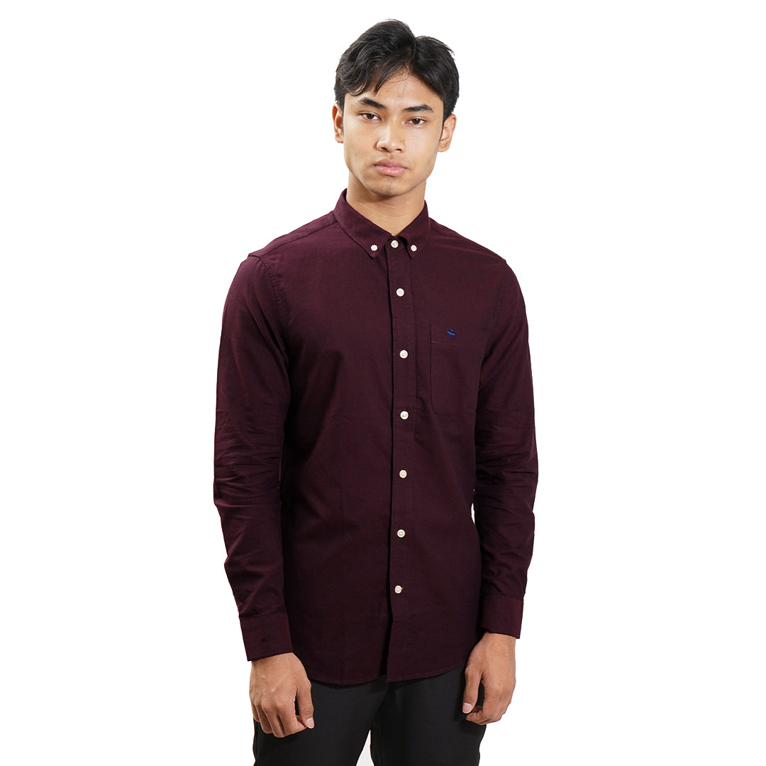 ANF Solid Oxford Long Sleeve Shirt