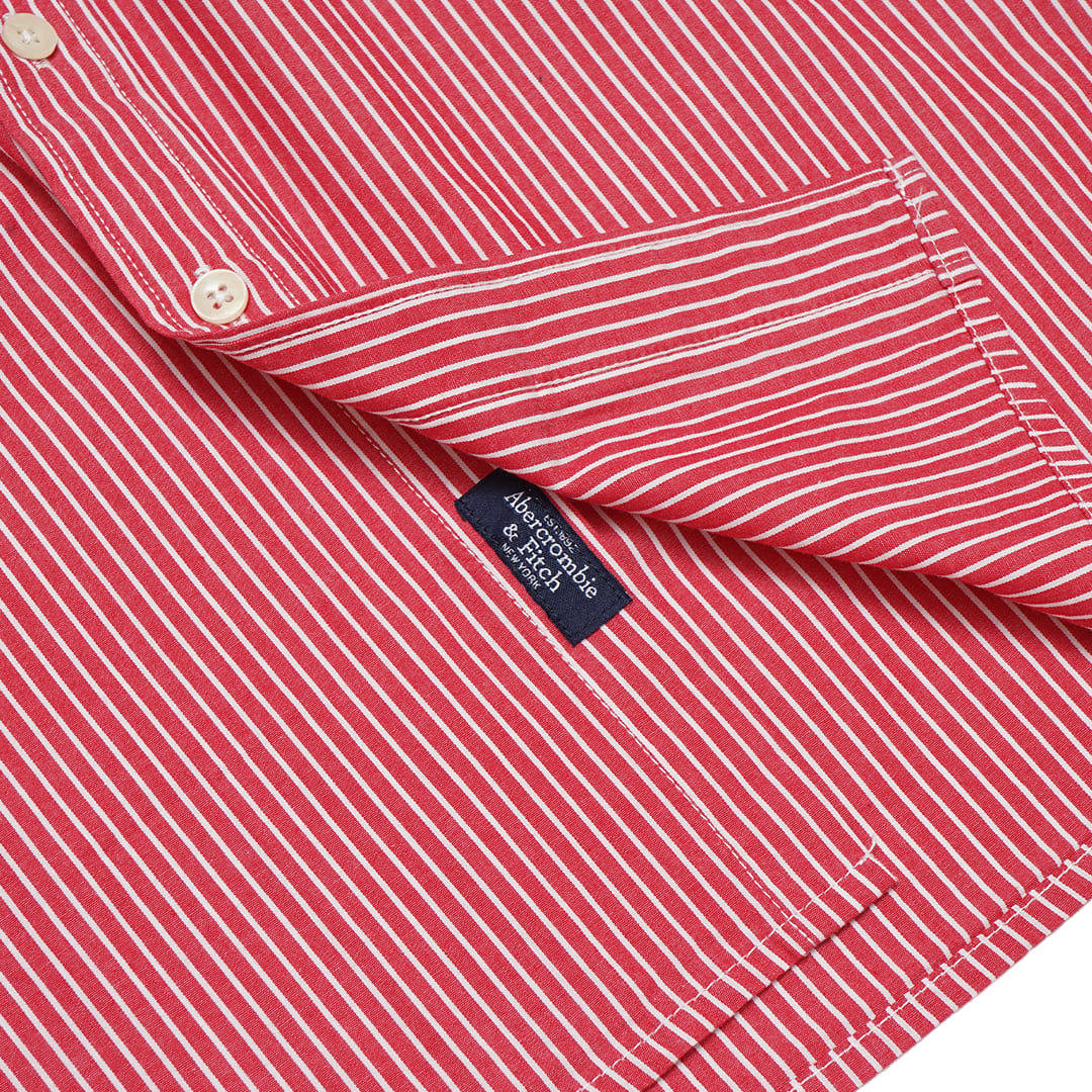 ANF Striped Poplin Long Sleeve Shirt