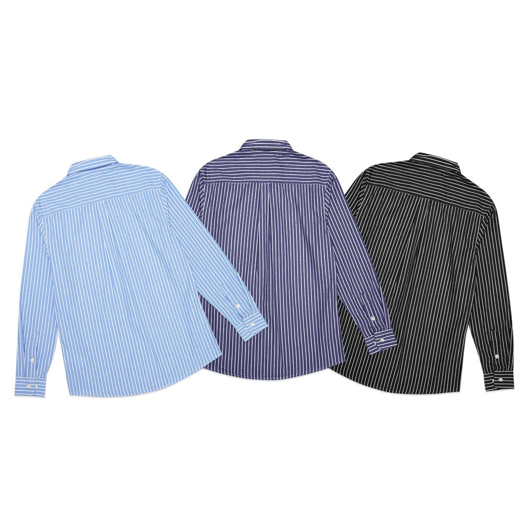 ANF White Stripes Poplin Long Sleeve Shirt