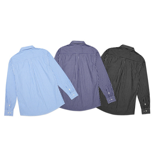 ANF White Stripes Poplin Long Sleeve Shirt