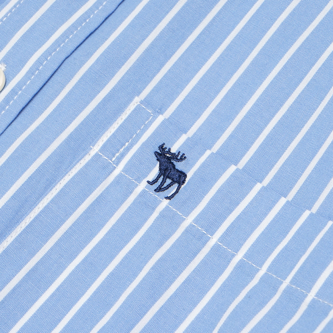 ANF White Stripes Poplin Long Sleeve Shirt