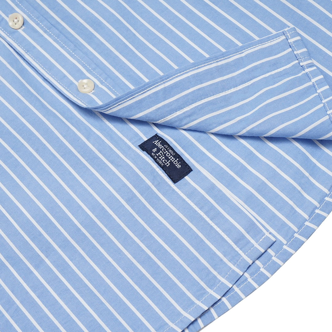 ANF White Stripes Poplin Long Sleeve Shirt