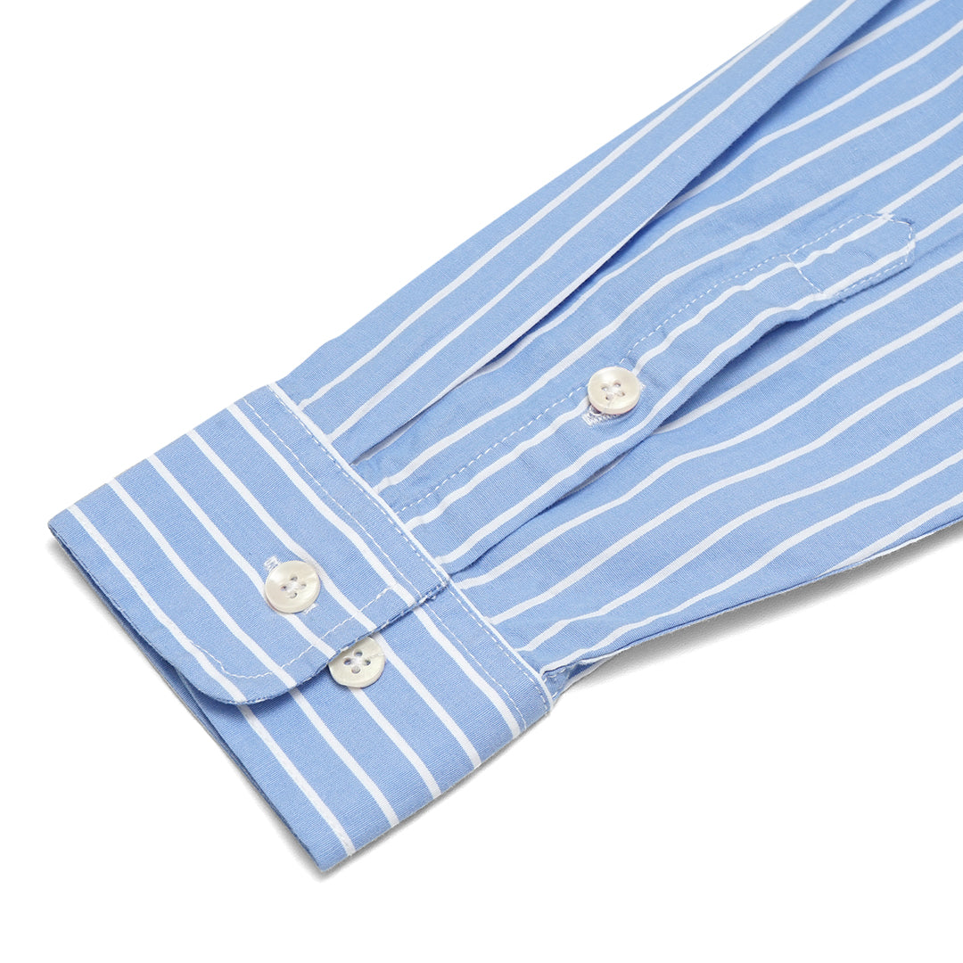 ANF White Stripes Poplin Long Sleeve Shirt