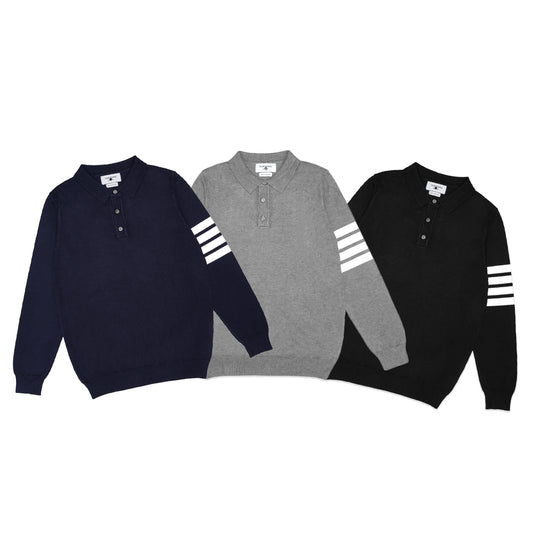 TBN Bar Stripes Long Sleeve Polo Shirt