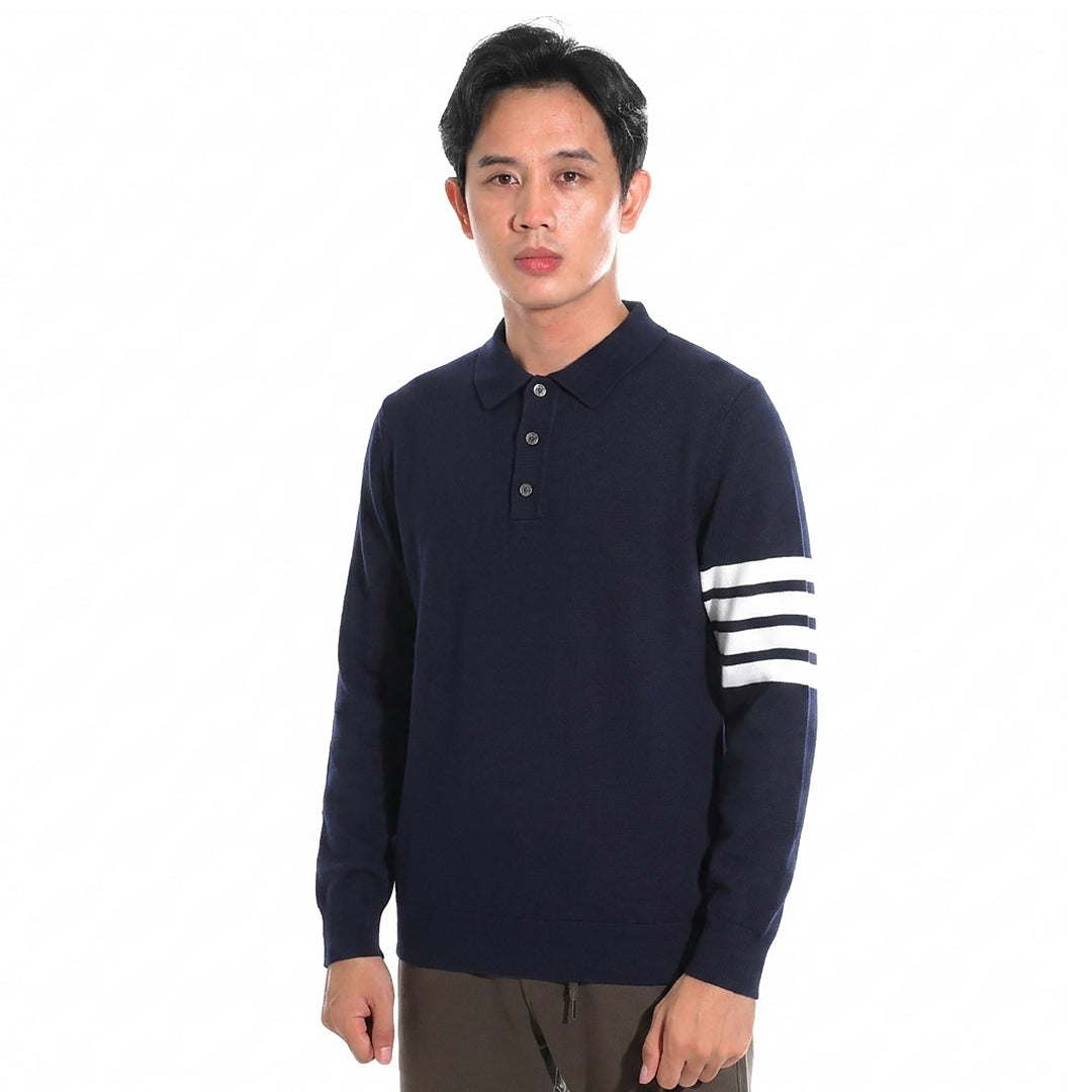TBN Bar Stripes Long Sleeve Polo Shirt