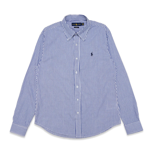 RLR Classic Fit Striped Poplin Long Sleeve Shirt