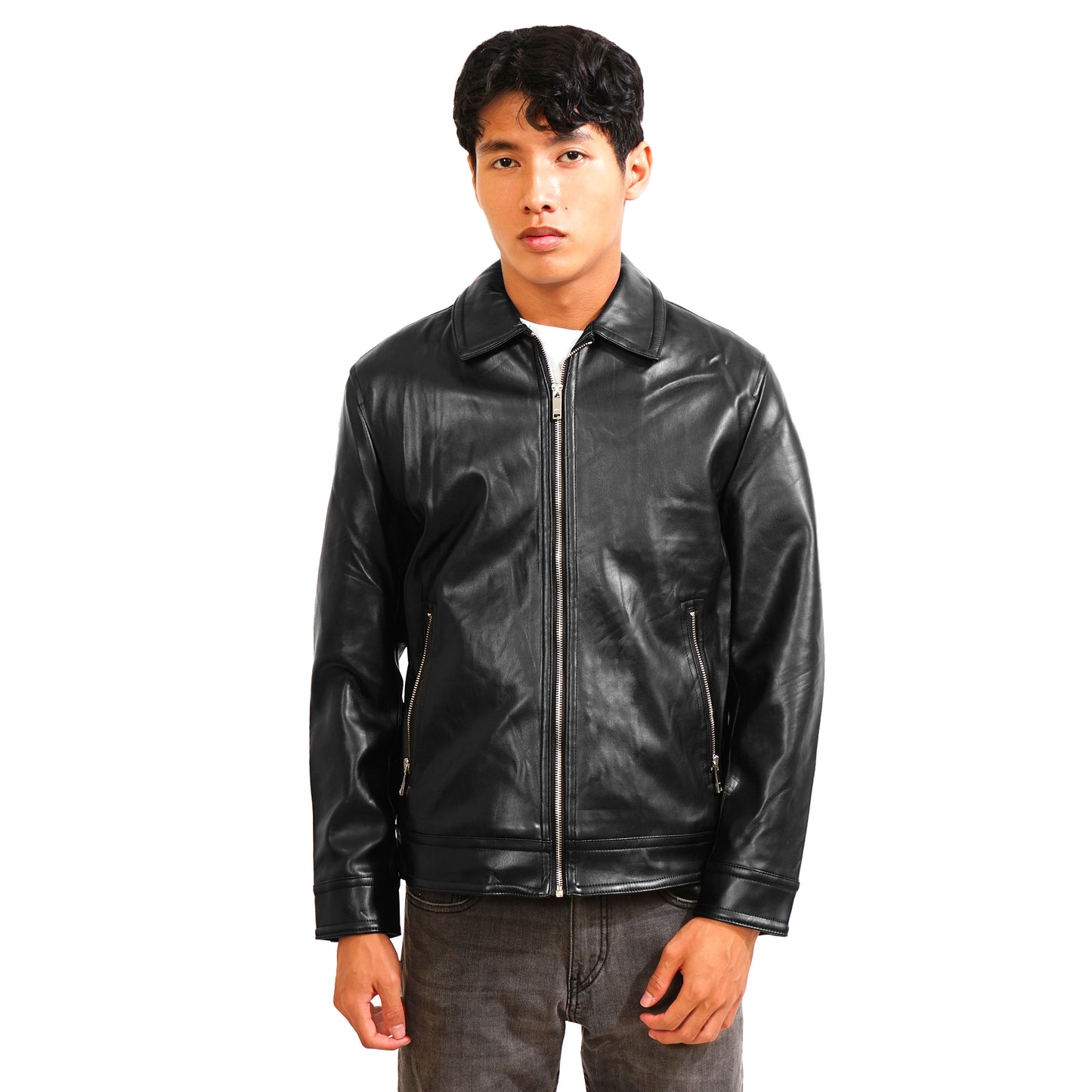 ZRA Zipped Faux-Leather Jacket