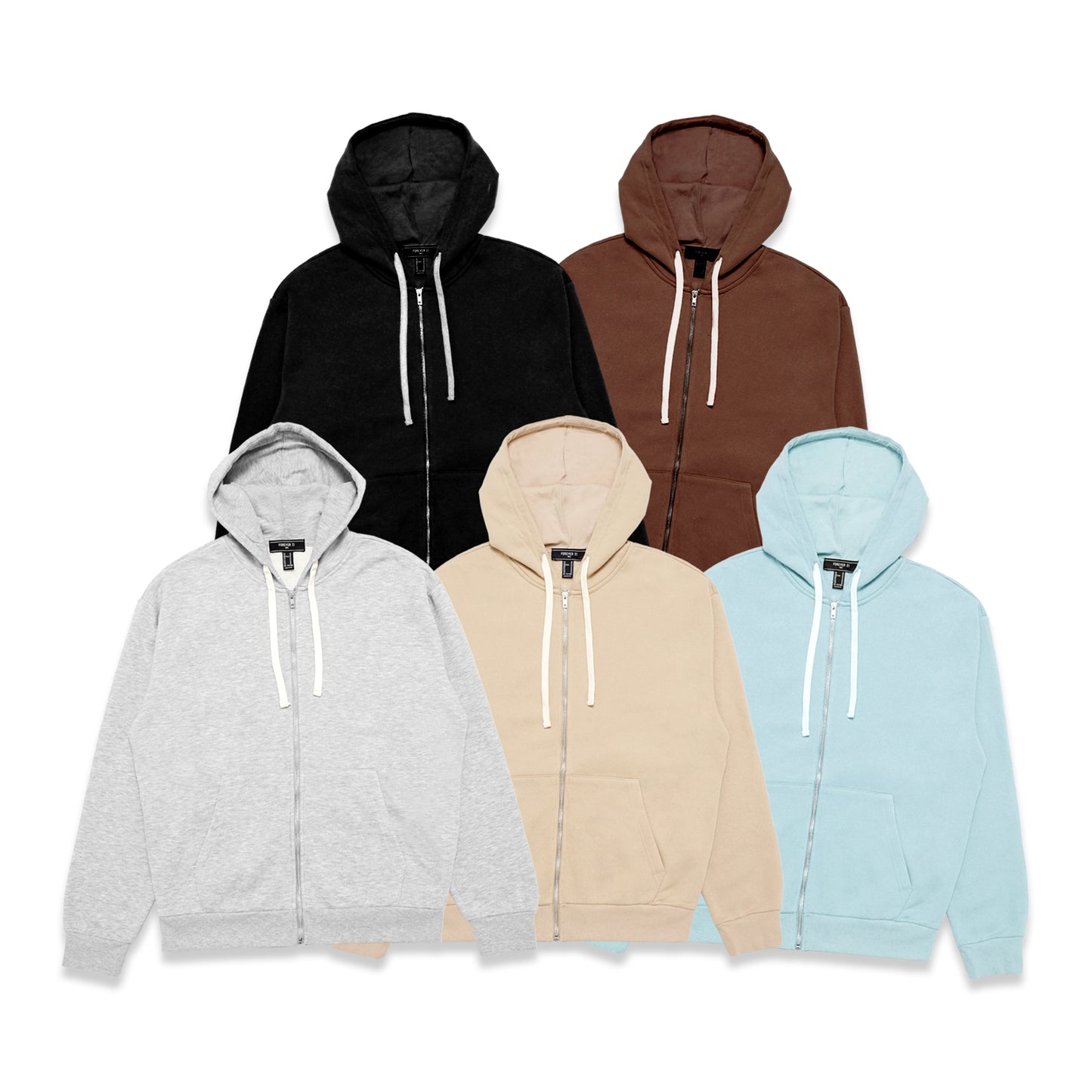 Forever21 Basic Fleece Zip-Up Hoodie