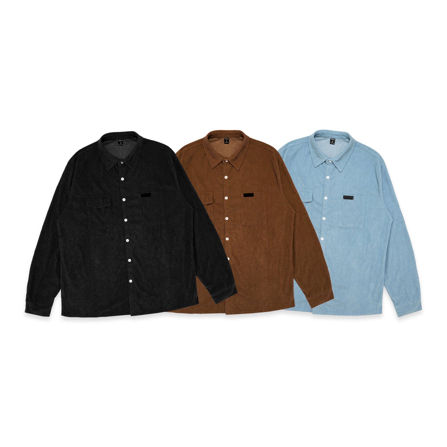 Shein Double Pockets Corduroy Long Sleeve Shirt