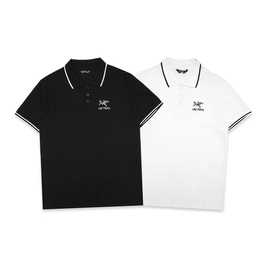 Arcteryx Striped Collar Embroidered Logo Polo Shirt