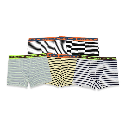 White Collar Striped Boxer Briefs