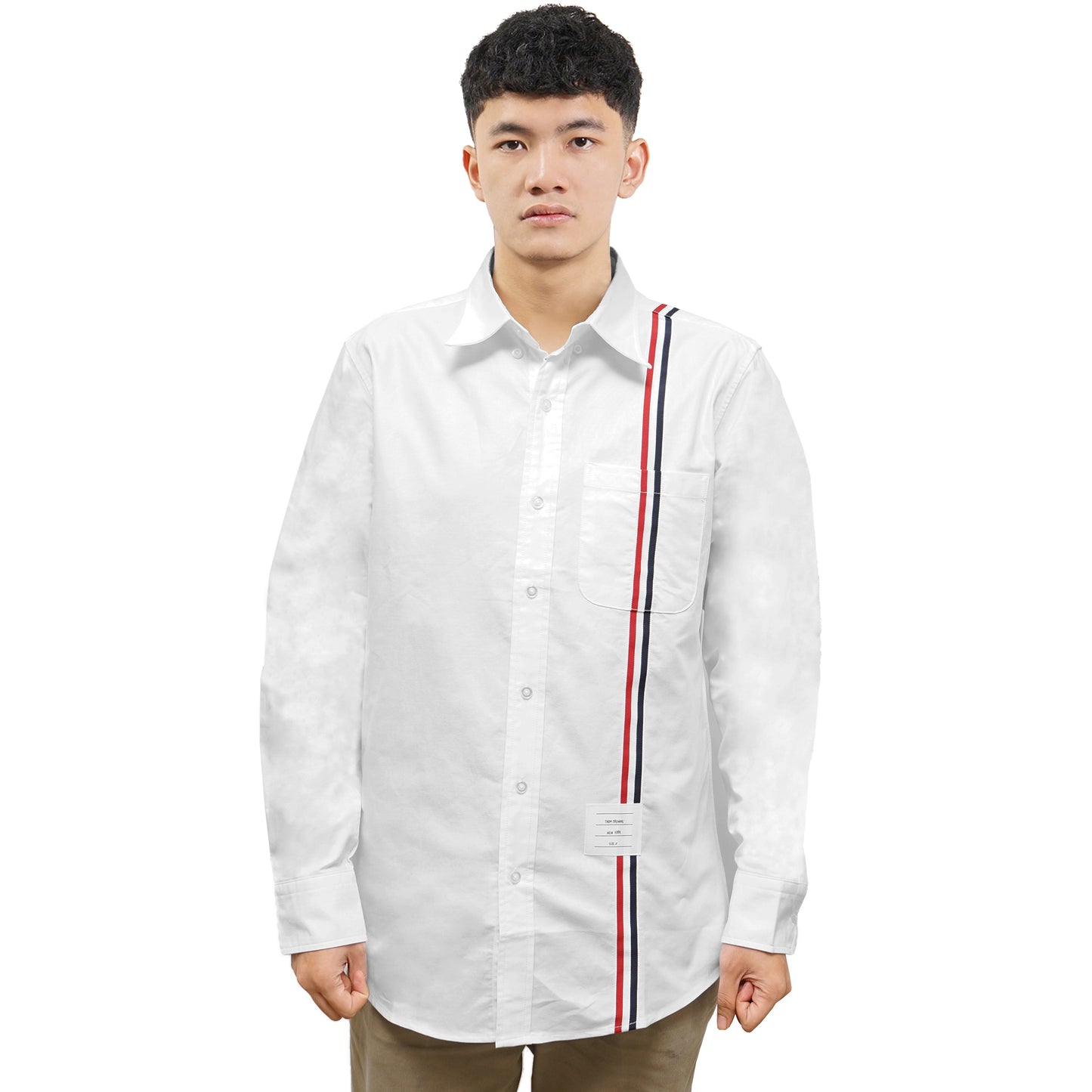 TBN Oxford Vertical Grosgrain Long Sleeve Shirt