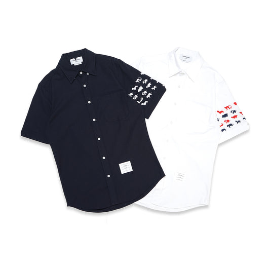 TBN Oxford Animal Icon Bar Short Sleeve Shirt