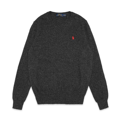 PRL Casual Logo V-Neck Wool Knit Sweater