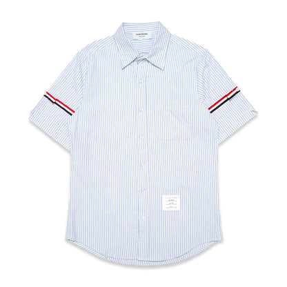 TBN Oxford Grosgrain Armband Striped Short Sleeve Shirt