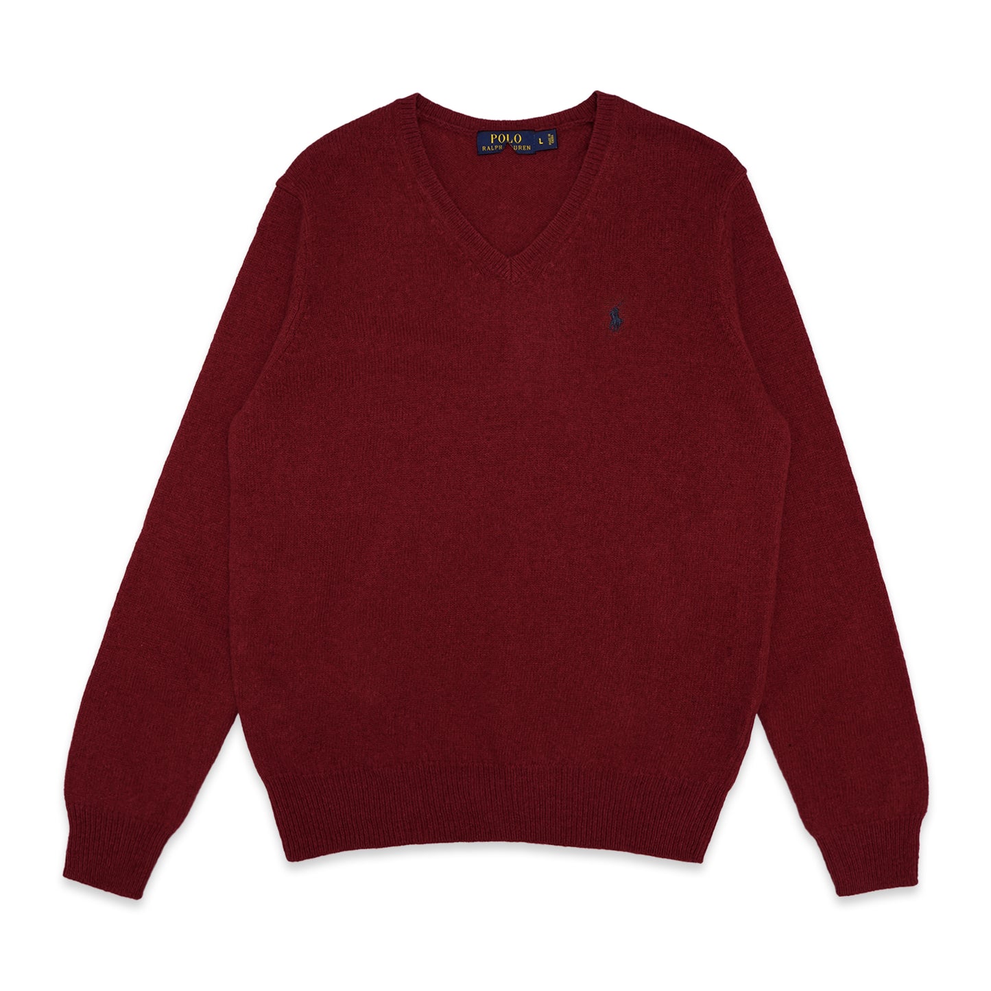 PRL Casual Logo V-Neck Wool Knit Sweater