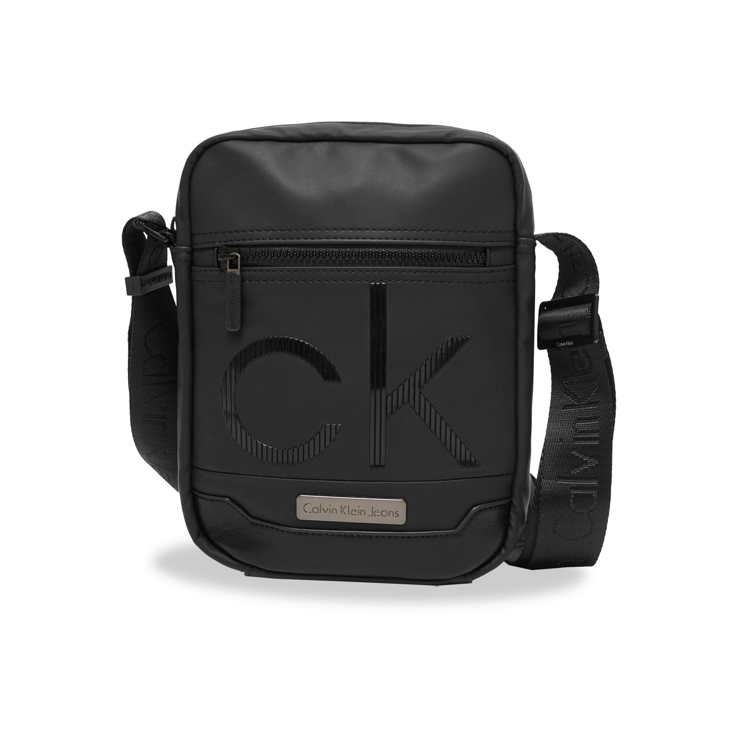 CK Bottom Plate Striped Rubber Logo Reporter Bag