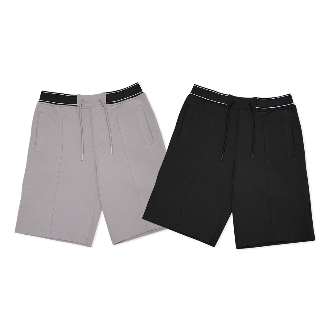 FOLX Black Waistband Double Jersey Shorts