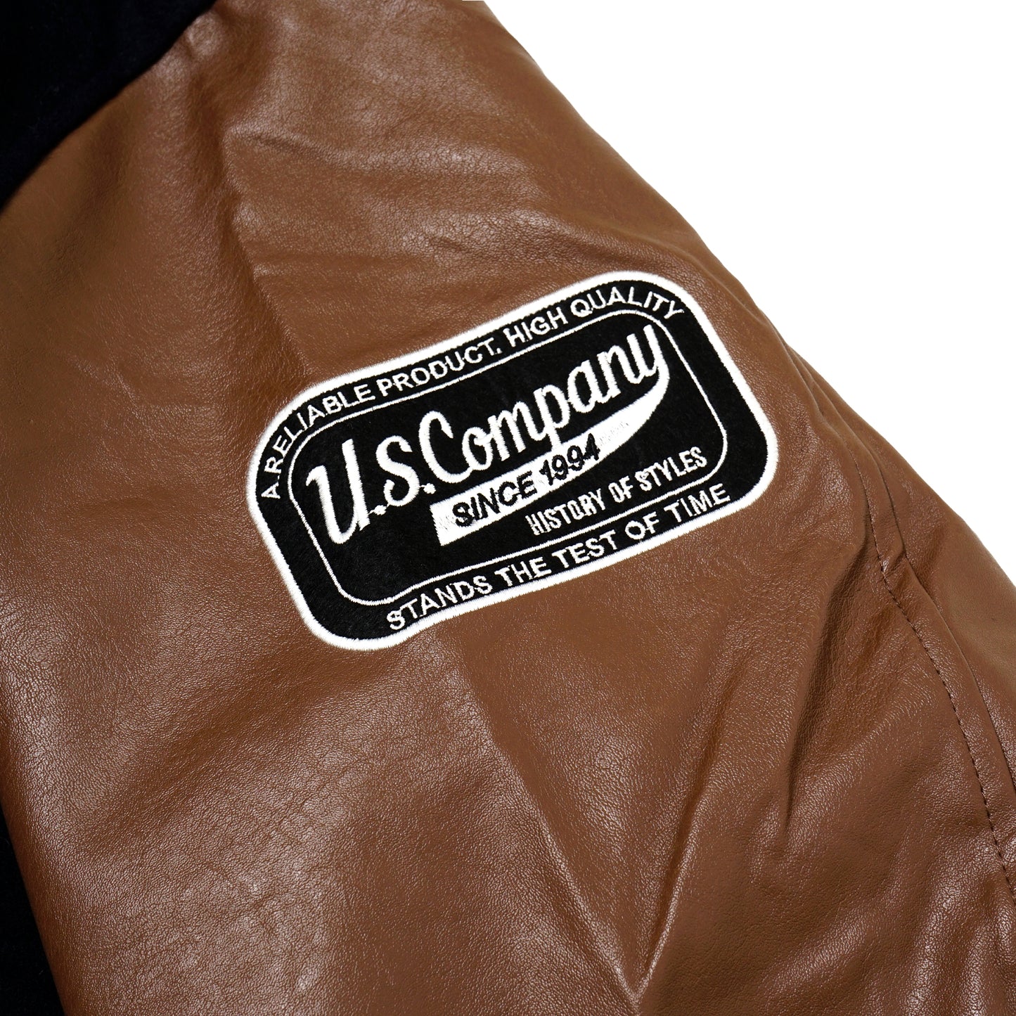 U.S. Company Supply Leather Sleeve Padded Varsity Jacket