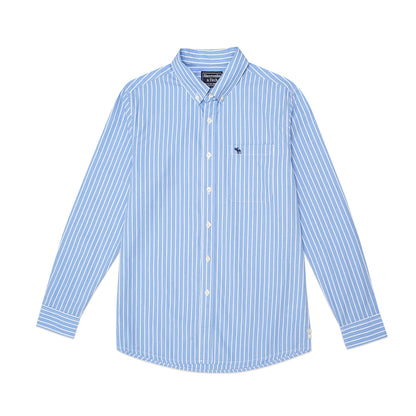 ANF White Stripes Poplin Long Sleeve Shirt