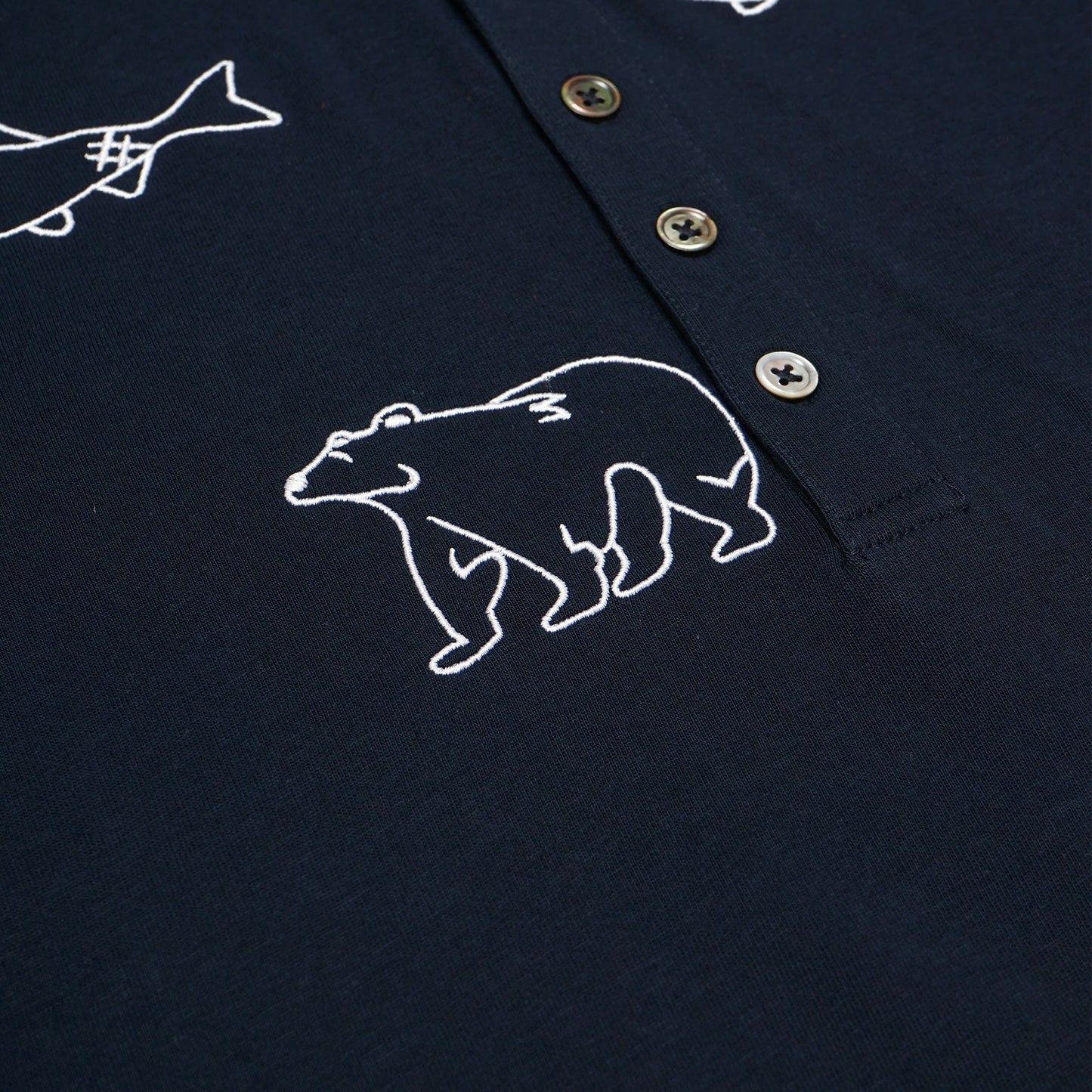 TBN Bear Fish Embroidered Polo Shirt